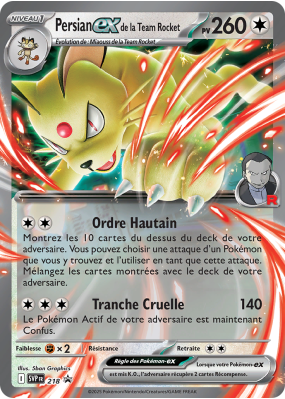 Carte Pokémon Persian-ex de la Team Rocket 218 Promo SV
