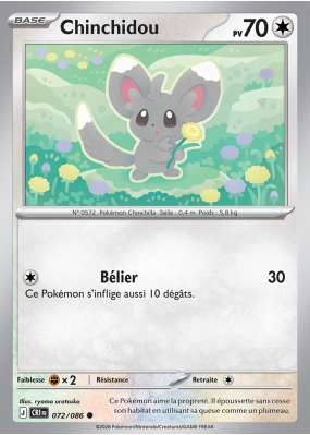 Carte Pokémon Chinchidou 072/086 Commune Chaos Ascendant