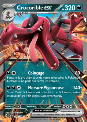 Carte Pokémon Crocorible-ex 055/086 Double rare Chaos Ascendant