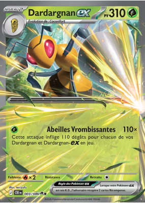 Carte Pokémon Dardargnan-ex 003/086 Double rare Chaos Ascendant