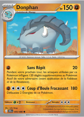 Carte Pokémon Donphan 045/086 Commune Chaos Ascendant
