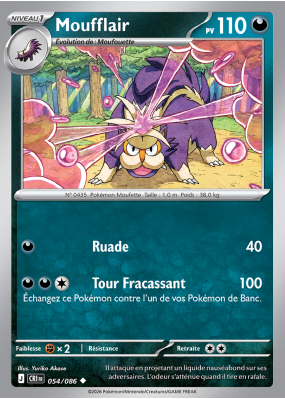 Carte Pokémon Moufflair 054/086 Peu commune Chaos Ascendant