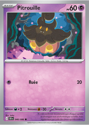 Carte Pokémon Pitrouille 040/086 Commune Chaos Ascendant