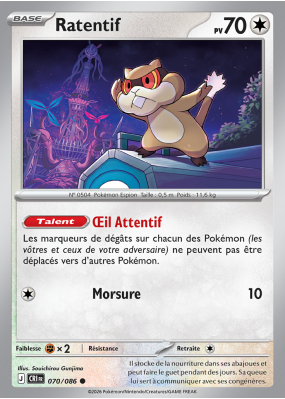 Carte Pokémon Ratentif 070/086 Commune Chaos Ascendant