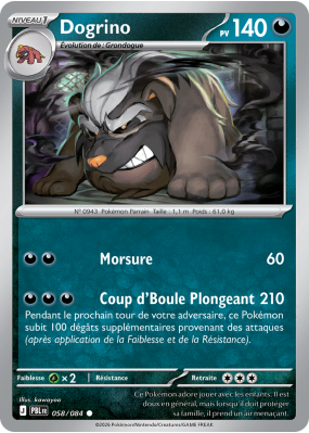 Carte Pokémon Dogrino 058/084 Commune Nuit Noire