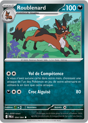 Carte Pokémon Roublenard 054/084 Peu commune Nuit Noire