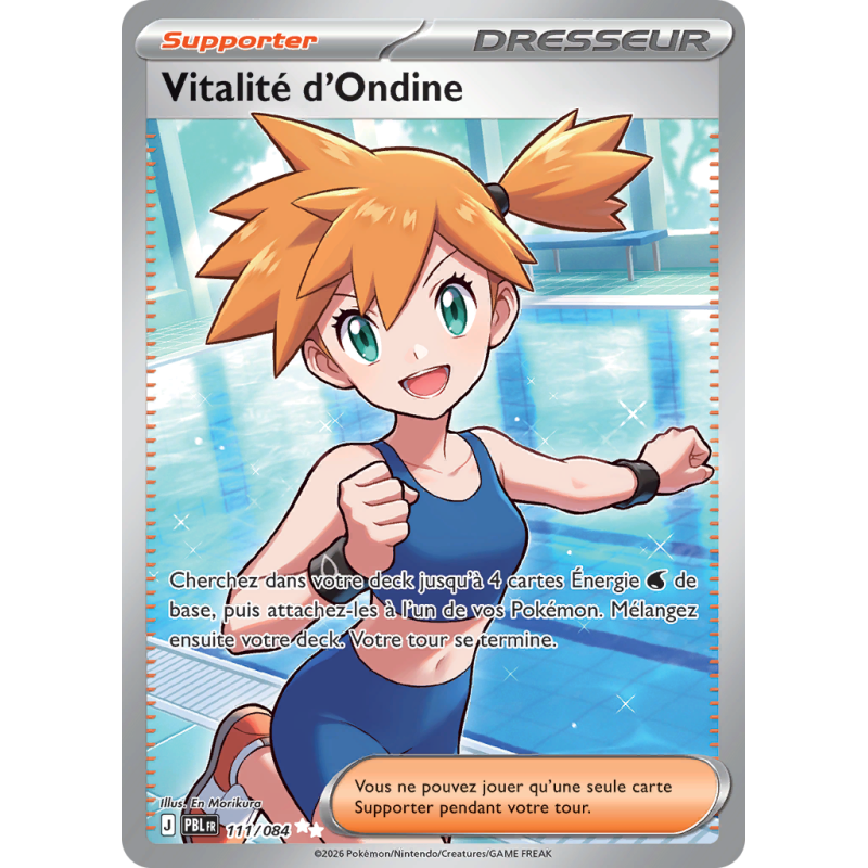 Carte Pokémon Vitalité d'Ondine 111/084 Ultra Rare Nuit Noire, exemple de carte rare authentique