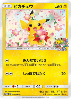 Pikachu 224/SM-P — SM-P Promotional — Carte Pokémon Japonaise